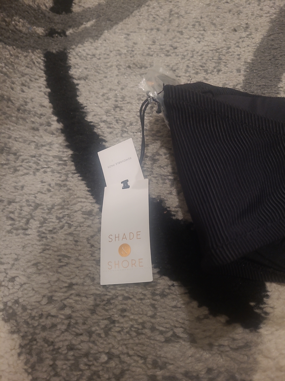 Shade & Shore Womens 38D Ribbed Bikini Top Black Removable Pads NWT - Picture 9 of 10